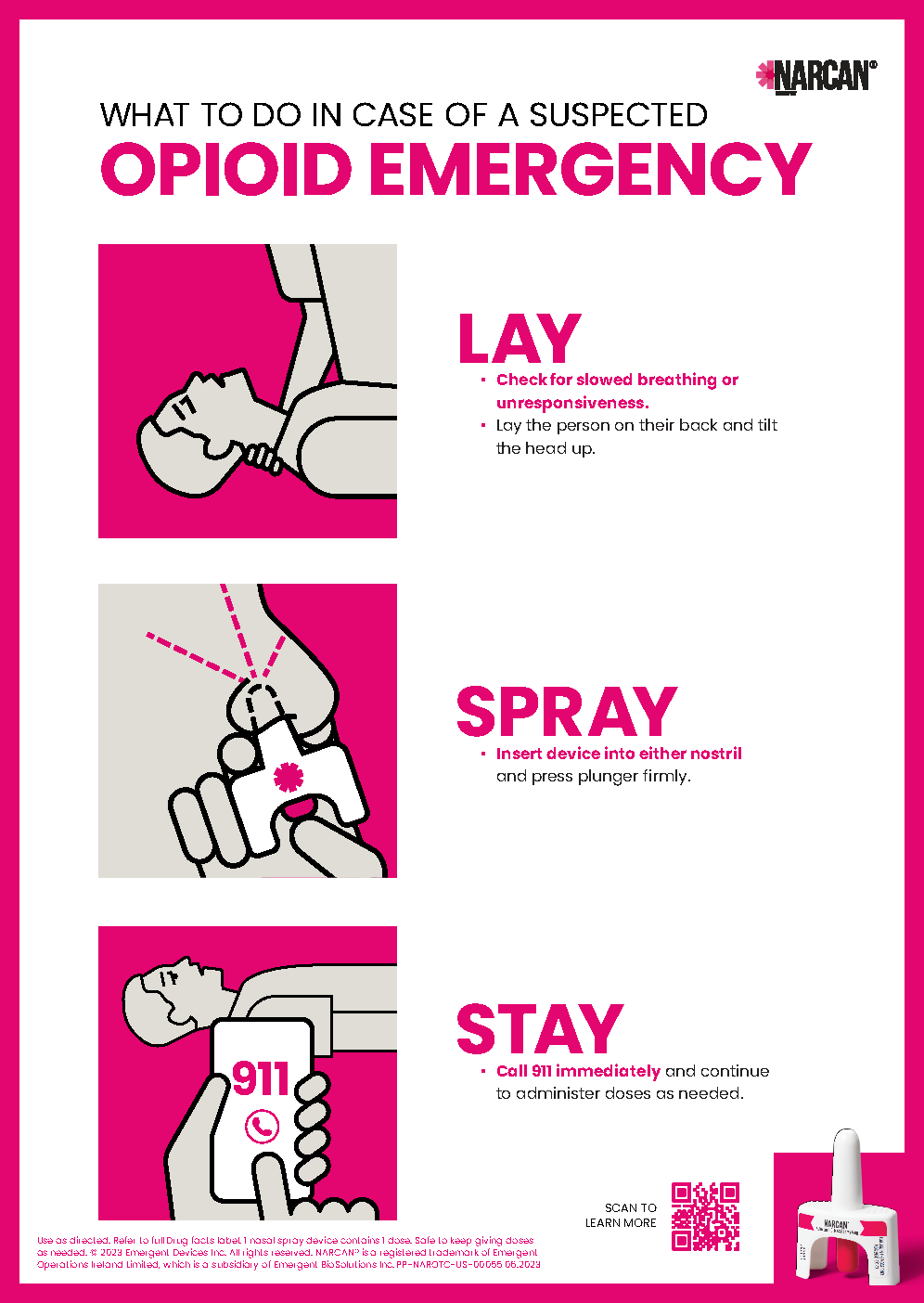 NARCAN Lay, Spray, Stay Poster 2024